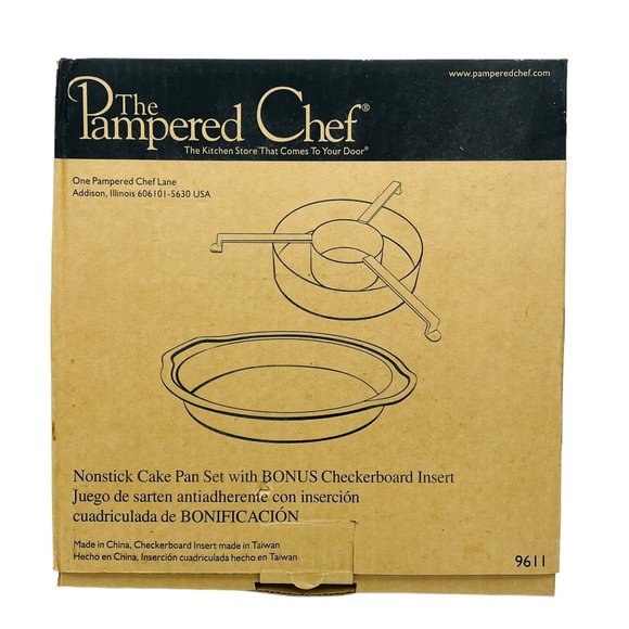 The Pampered Chef Nonstick Cake Pan Set with Checkerboard Insert #9611 - Picture 1 of 3